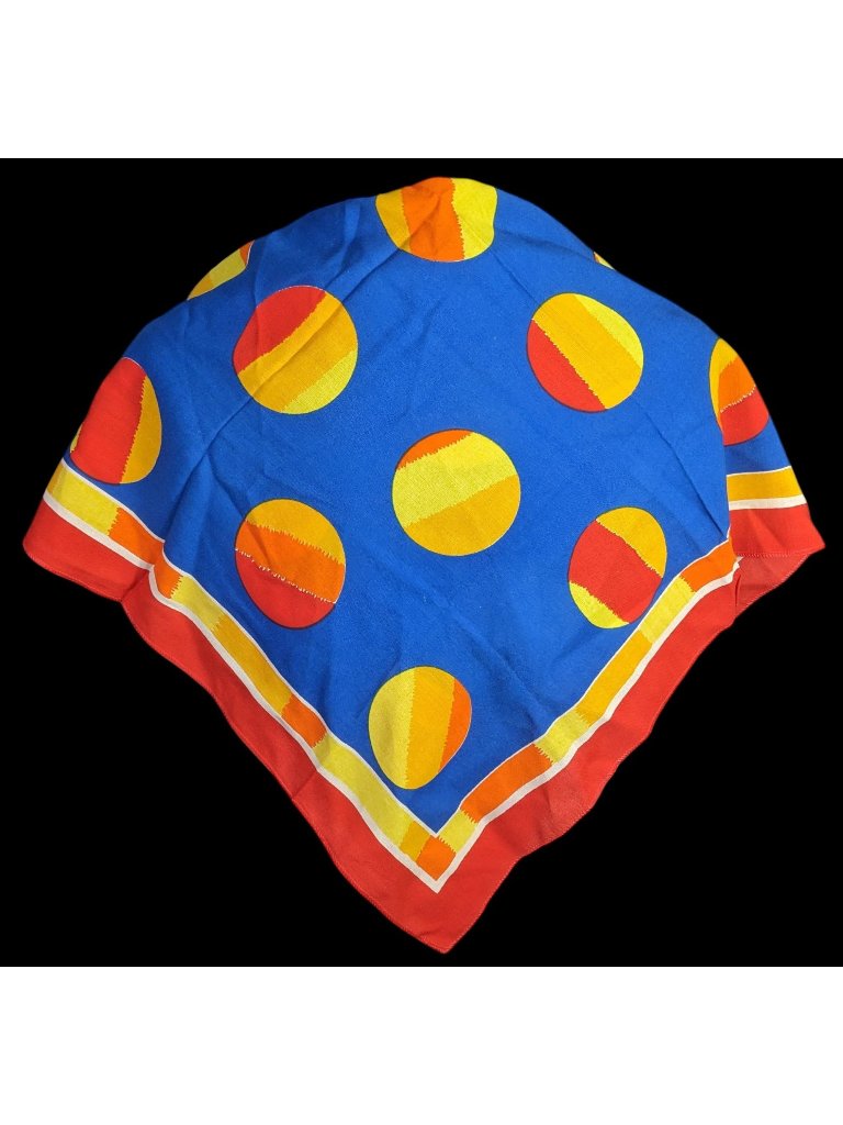 Vintage Soviet Headscarf Vesna 27"X27" Red & Blue Polka Dot Design By Ministry O